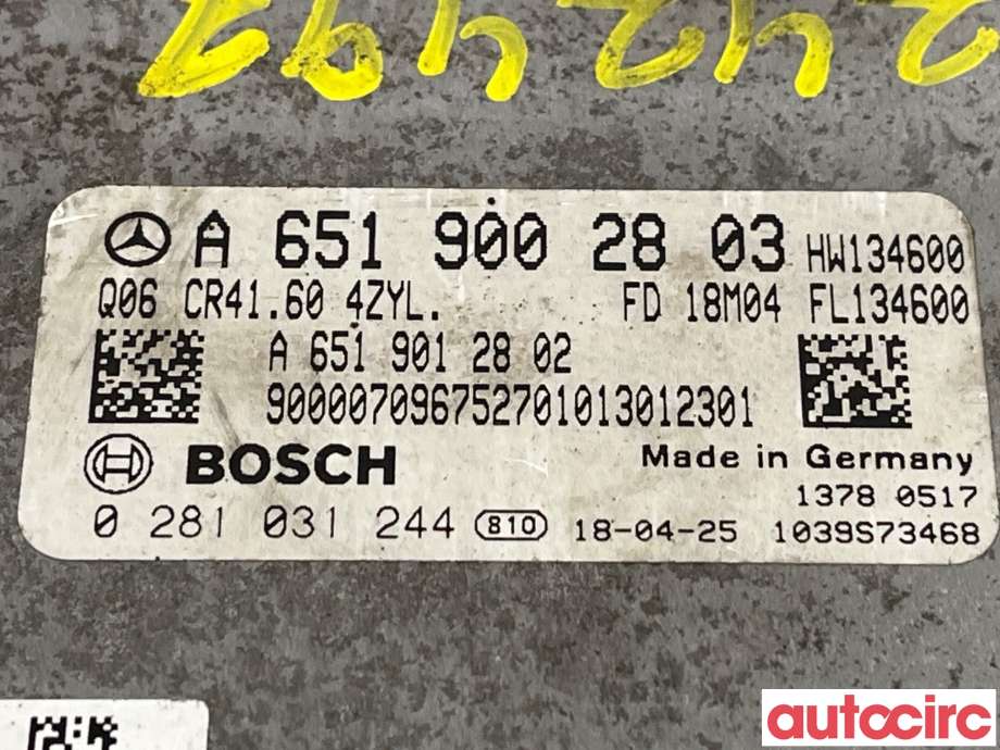 Styreenhet motor til Mercedes Vito 2014-->> (W447) (W447) (MERCEDES|A6519002803|0281031244)