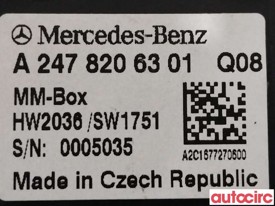 Diverse deler til Mercedes EQB 2022-->>  (MERCEDES|A2478206301)