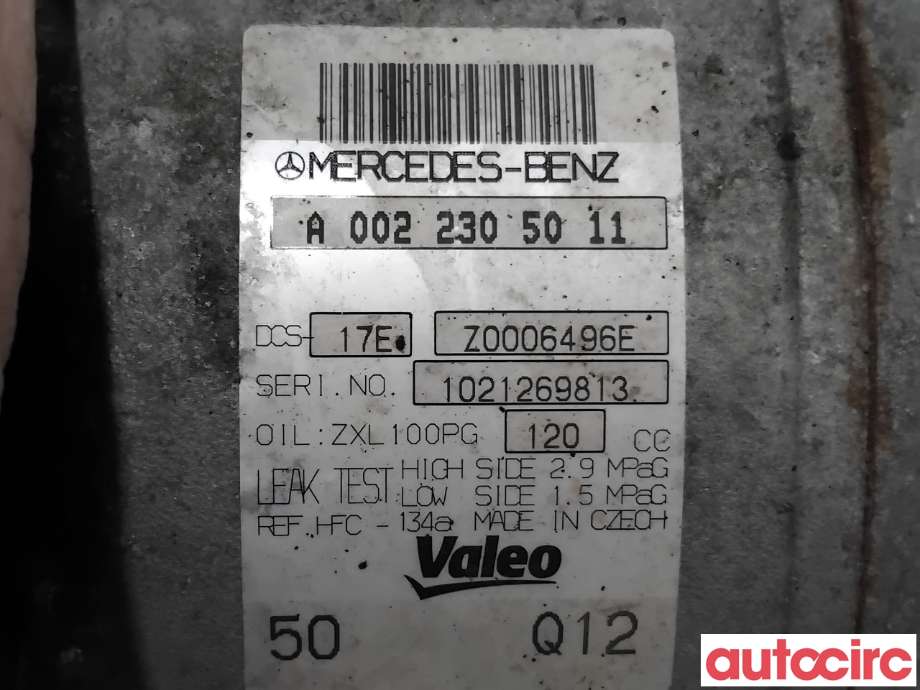 Aircondition kompressor til Mercedes C-Klasse 2011-2014 (Fase 2) (W204) (W204) (MERCEDES|A0008302500|DCS-17E|A0022305011)