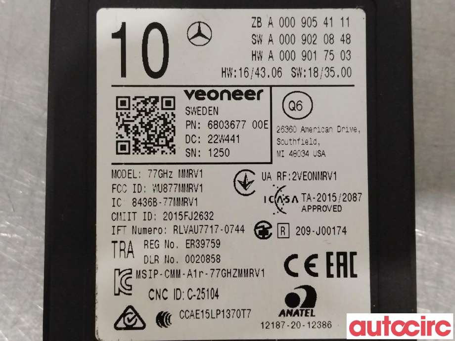 Sensor radar til Mercedes EQB 2022-->>  (MERCEDES|A0009054111)