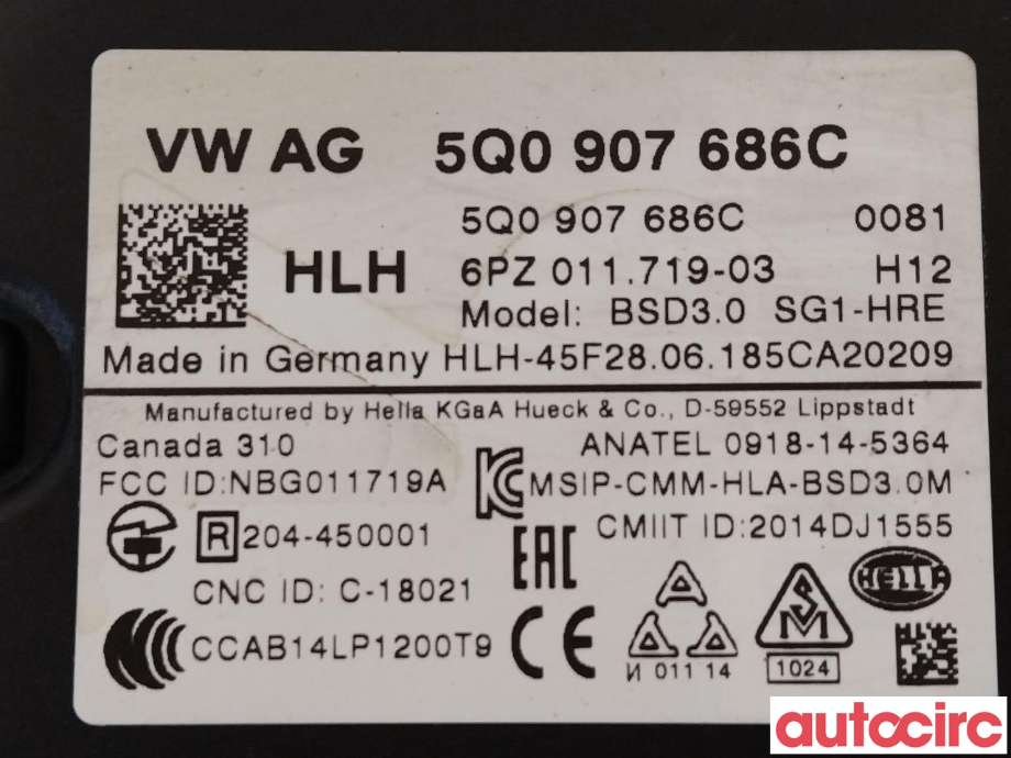 Sensor radar til VW e-Golf 2017-2020 (Fase 2) (VOLKSWAGEN|5Q0907686C)