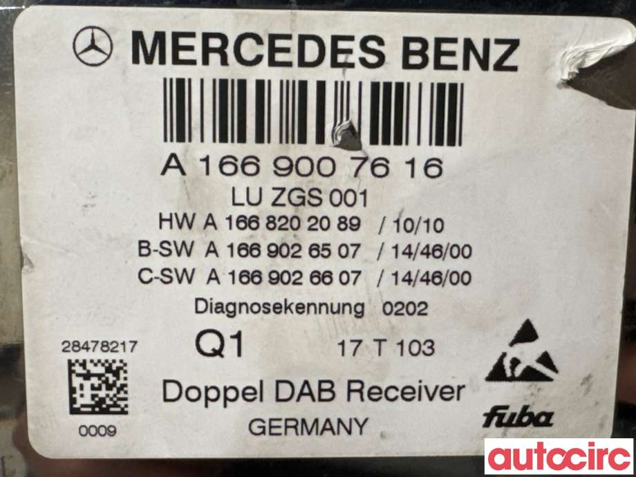Bilstereo diverse til Mercedes ML 2011-2015 (Fase 1) (W166) (W166) (MERCEDES|A1669003407||A1669007616)