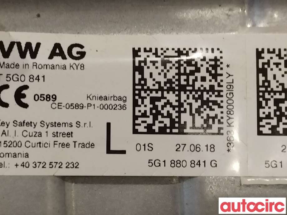 Airbag kne til VW e-Golf 2017-2020 (Fase 2) (VOLKSWAGEN|5G1880841G|CE-0589-PT-000236|5G1880841H)