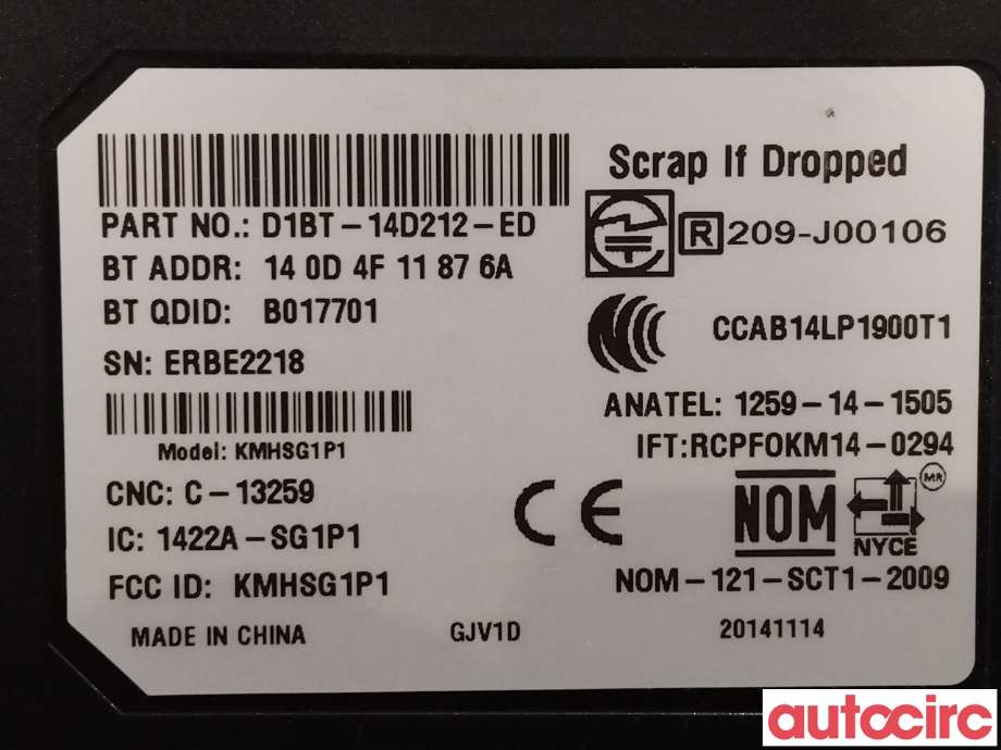 Styreenhet diverse til Ford Fiesta 2013-2017 (Type VI, Fase 2)  (FORD|2117587||D1BT-14D212-ED)