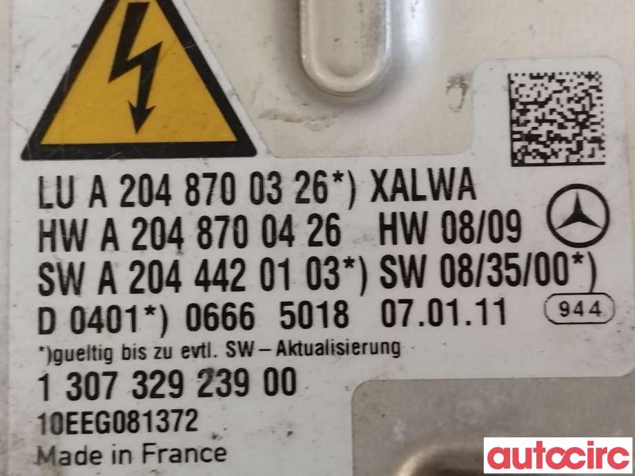 Styreenhet xenon/ballast til Mercedes C-Klasse 2011-2014 (Fase 2) (W204) (W204) (MERCEDES|A2048700326)