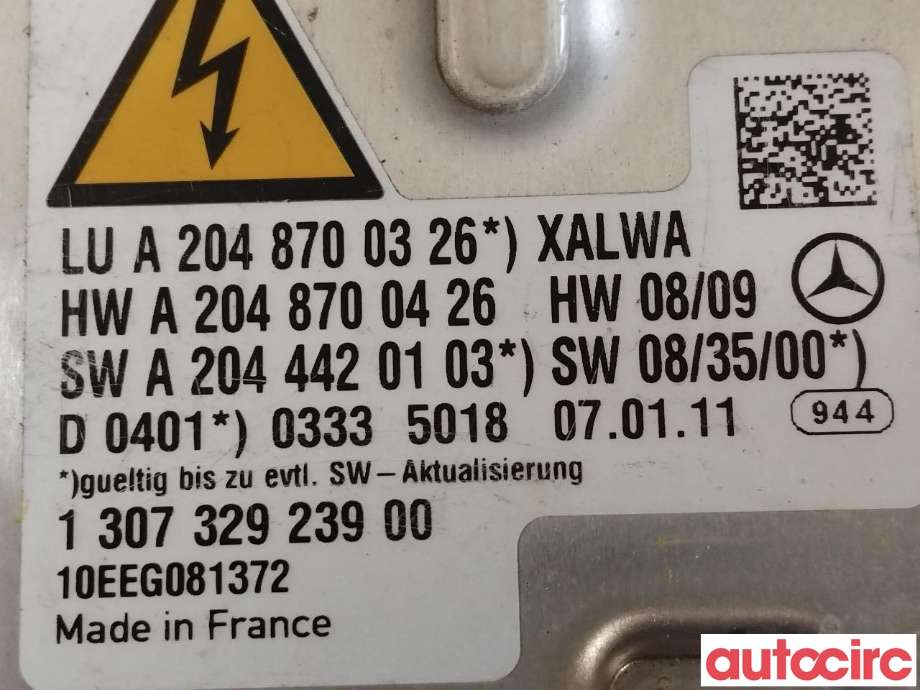 Styreenhet xenon/ballast til Mercedes C-Klasse 2011-2014 (Fase 2) (W204) (W204) (MERCEDES|A2048700326)