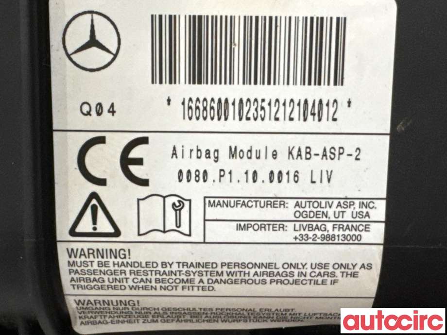 Airbag kne til Mercedes ML 2011-2015 (Fase 1) (W166) (W166) (MERCEDES|A1668600102|)