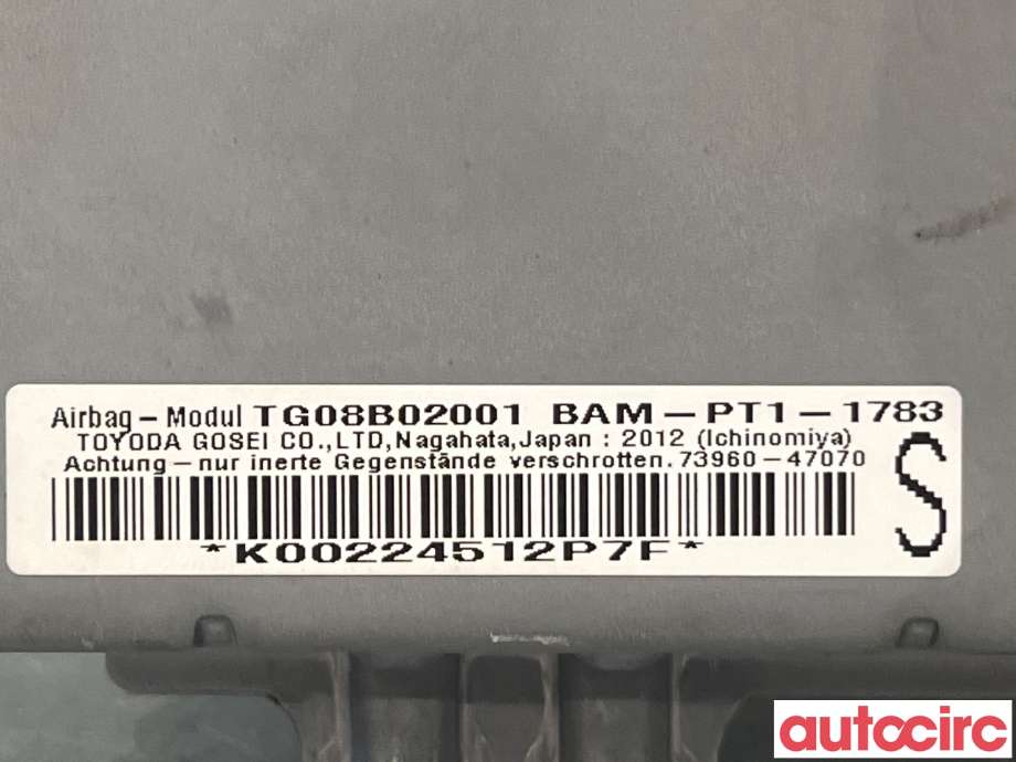 Airbag passasjer til Toyota Prius +7 2012-2020 (Type III) (stasjonsvogn) (stasjonsvogn) (TOYOTA|7396047070)