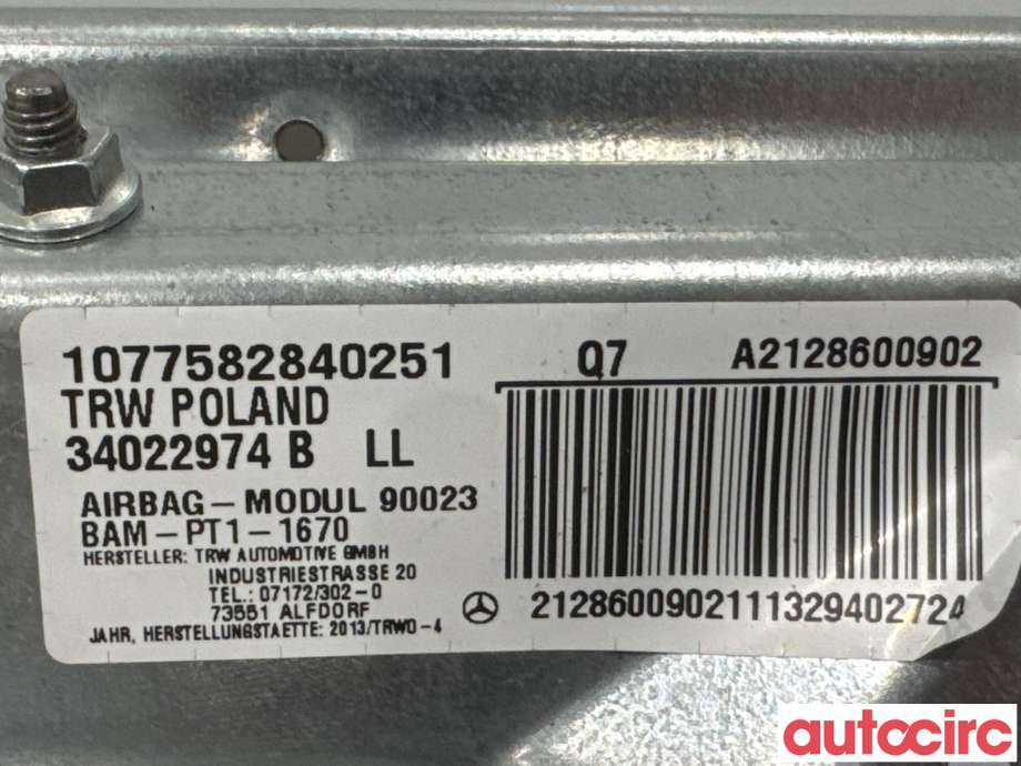Airbag kne til Mercedes E-Klasse 2013-2016 (Fase 2) (W212) (W212) (MERCEDES|A2128600902|34022974B)