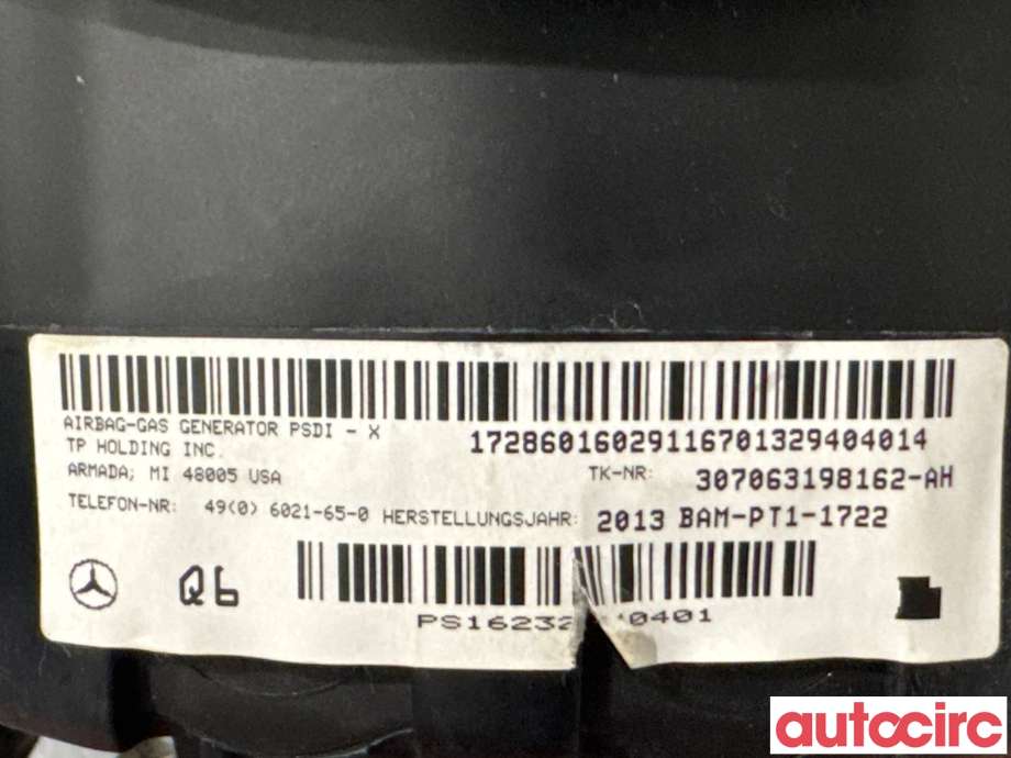 Airbag rattpute til Mercedes E-Klasse 2013-2016 (Fase 2) (W212) (W212) (MERCEDES|A0008605803|307063198162-AH|)