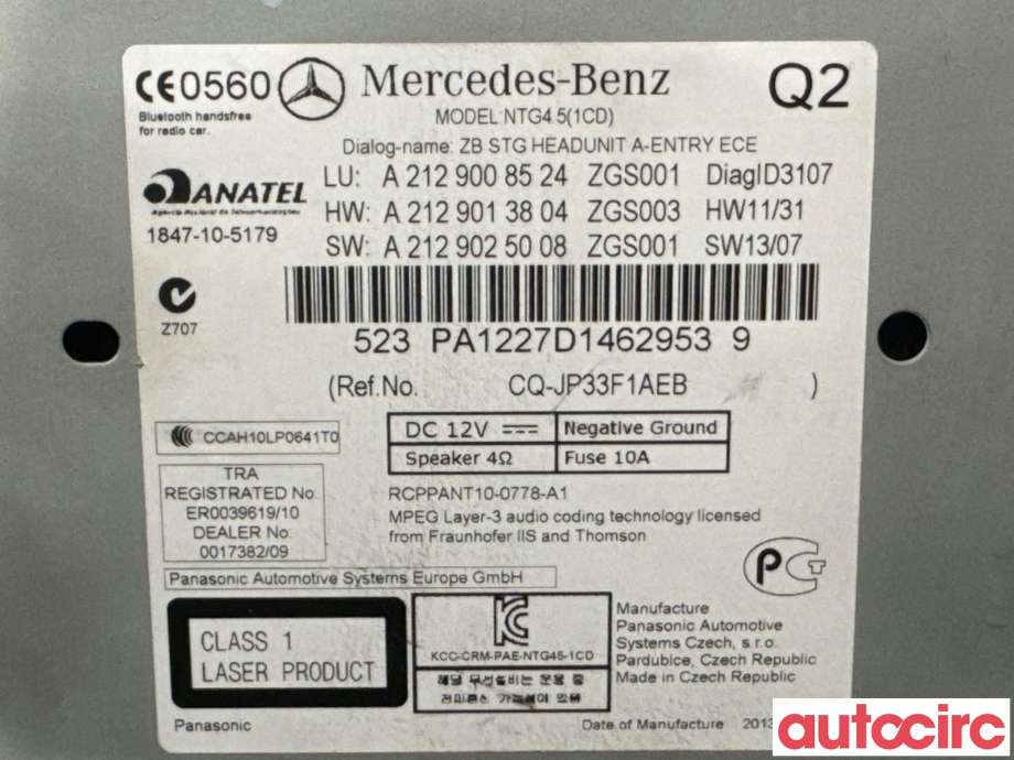 Bilstereo navigasjon til Mercedes E-Klasse 2013-2016 (Fase 2) (W212) (W212) (MERCEDES|A2129001826|1847-10-5179|A2129008328)