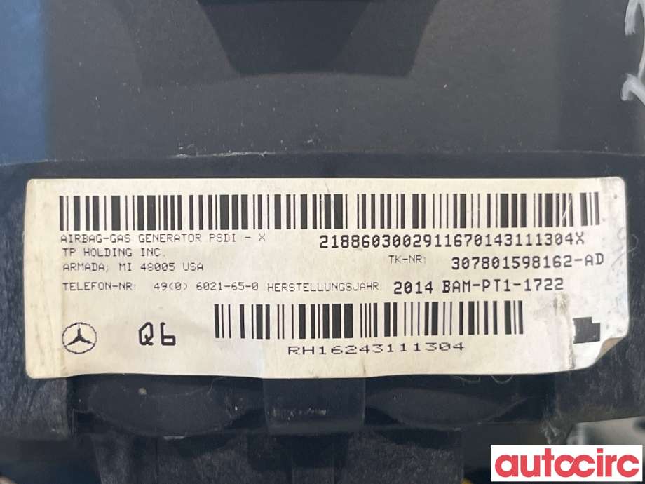 Airbag rattpute til Mercedes E-Klasse 2013-2016 (Fase 2) (W212) (W212) (MERCEDES|A0008605103|307801598162-AD)