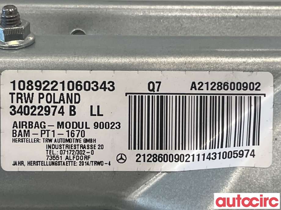 Airbag kne til Mercedes E-Klasse 2013-2016 (Fase 2) (W212) (W212) (MERCEDES|A2128600902)
