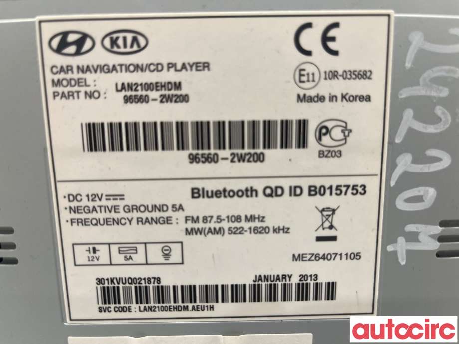 Bilstereo til Hyundai Santa Fe 2012-2020 (Type III)  (HYUNDAI|965602W2004X|965602W200)