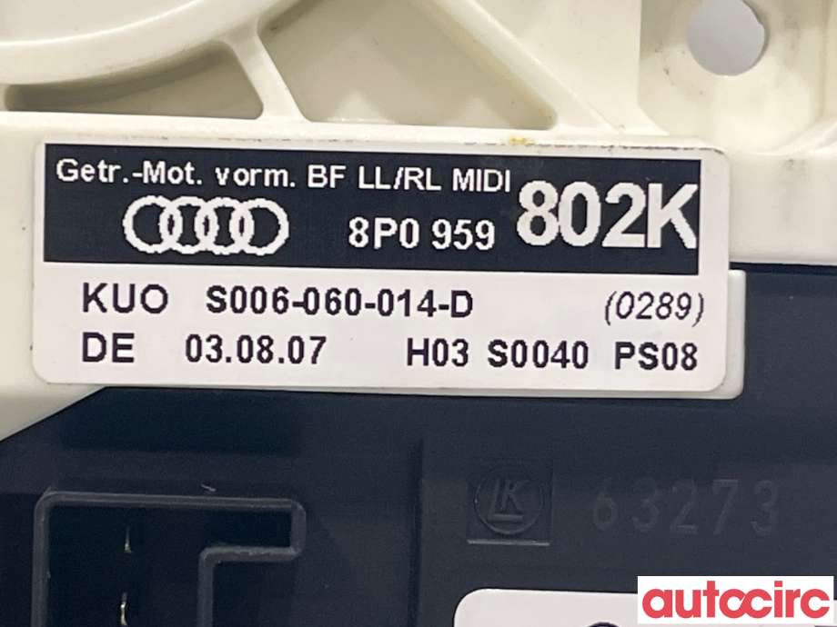 Ruteheis høyre foran til Audi A3 2003-2008 (Type II, Fase 1)  (AUDI|8P0959802M||8P0959802K)
