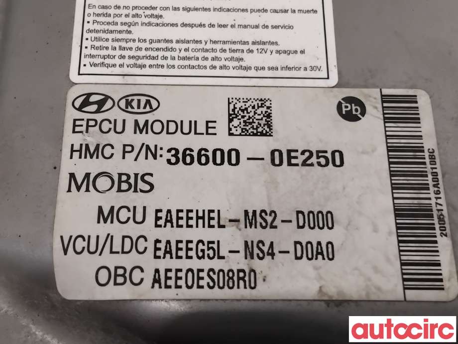 Inverter elbil til Hyundai Ioniq Electric 2016-2019 (Fase 1) (HYUNDAI|366010E250|EAEEHEL-MS2-D000|36600-0E250)