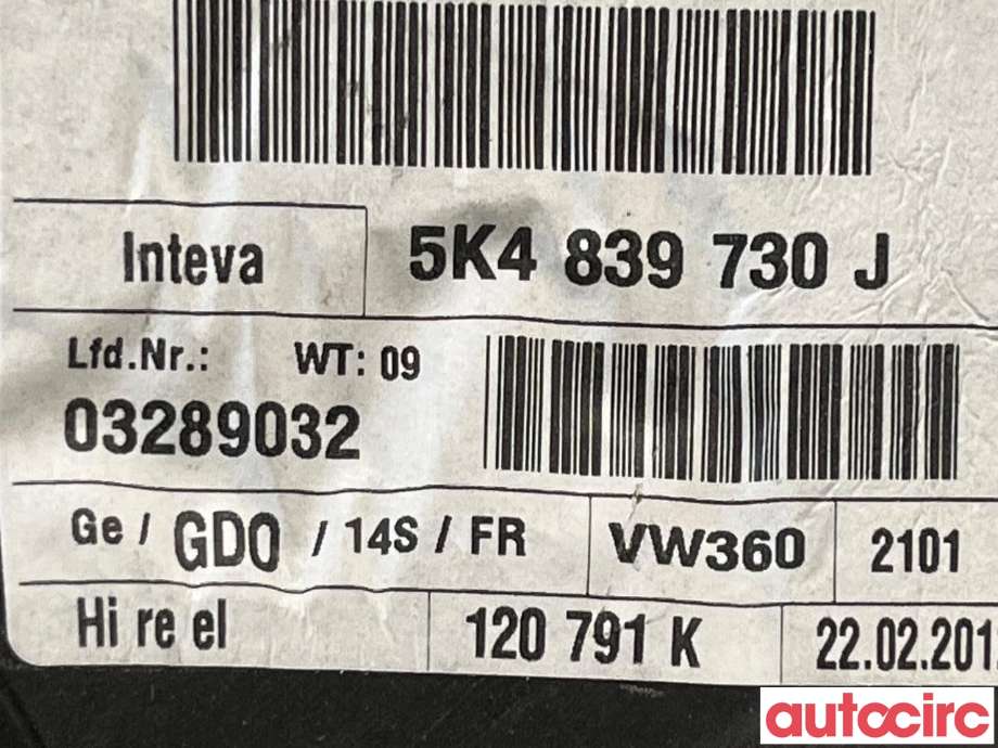 Ruteheis høyre bak til VW Golf VI 2008-2012 (VOLKSWAGEN|5K4839462|5K4839730J)