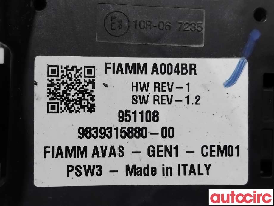 Høyttaler motorlyd, AVAS (Acoustic Vehicle Alerting System) til Peugeot 2008 2019-->> (Type II)  (PEUGEOT|9839315880|)