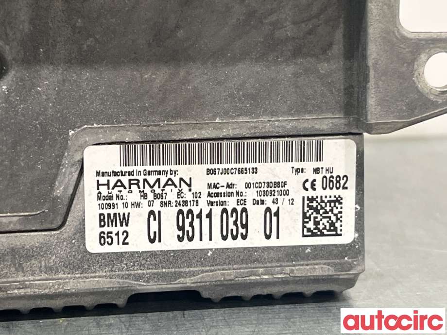 Bilstereo navigasjon til BMW 3-Serie 2012-2018 (F30/F31/F34) (F30/F31/F34) (BMW|65129289614||65129311039)
