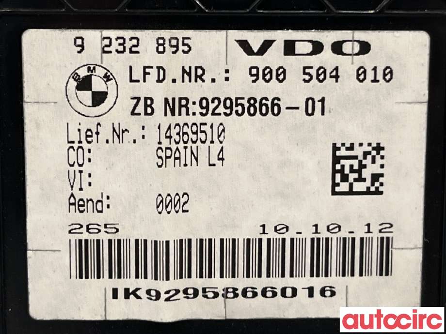 Instrumentpanel til BMW 3-Serie 2012-2018 (F30/F31/F34) (F30/F31/F34) (BMW|62105A03A36|9232895)