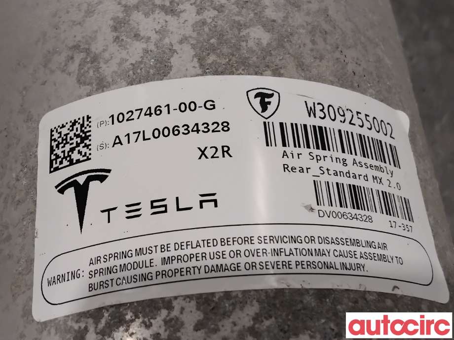 Fjær foran nivå luftpute/belg til Tesla Model X 2016-->> (TESLA|1027461-00-G|)
