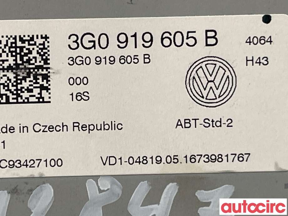 Multimedia display (MCU - Media Controller Unit) til VW e-Golf 2014-2017 (Fase 1)  (VOLKSWAGEN|3G0919605B|)