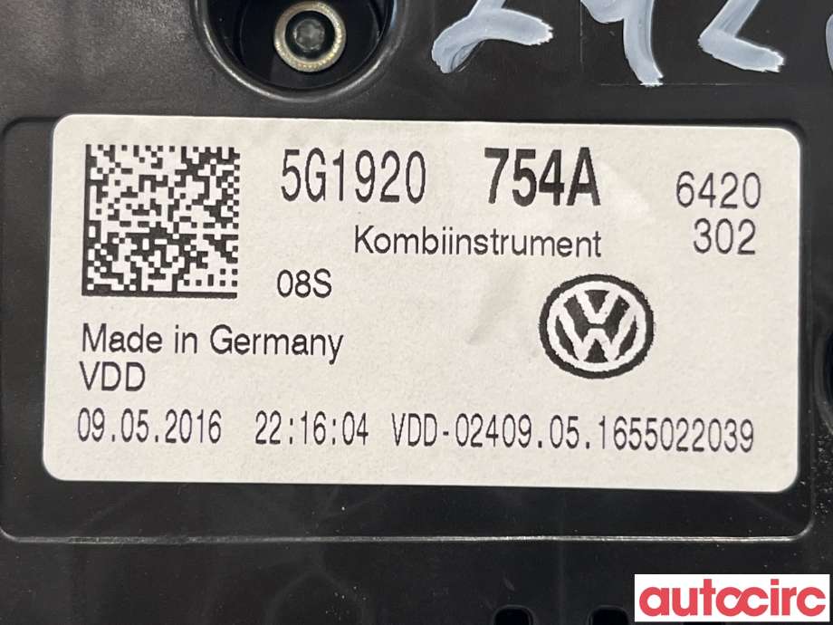 Instrumentpanel til VW e-Golf 2014-2017 (Fase 1) (VOLKSWAGEN|5G1920754A)