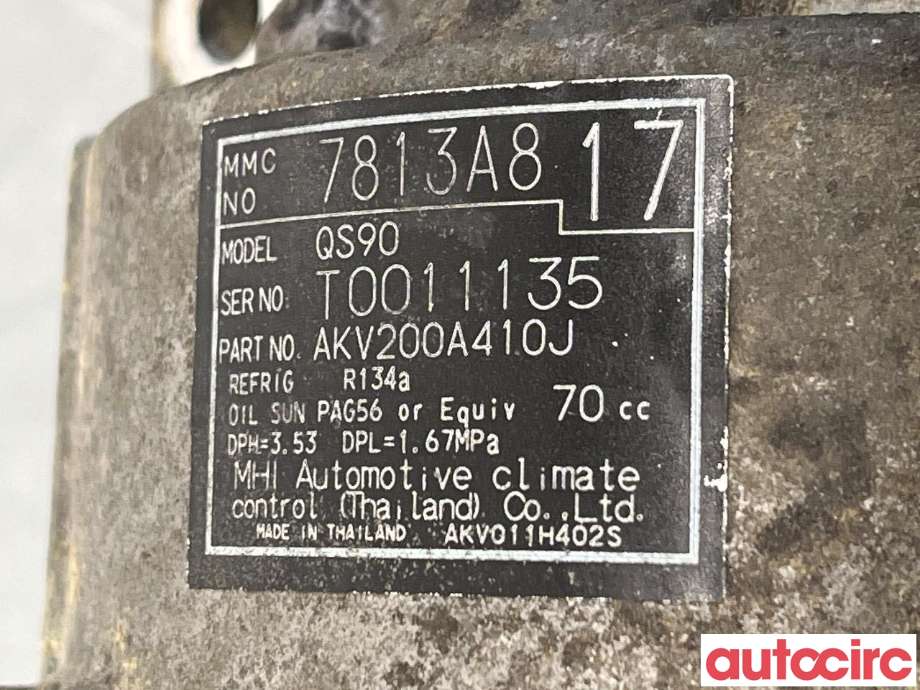 Aircondition kompressor til Mitsubishi Outlander 2012-2015 (Type III, Fase 1)  (MITSUBISHI|7813A628|AKV200A410J|7813A817)