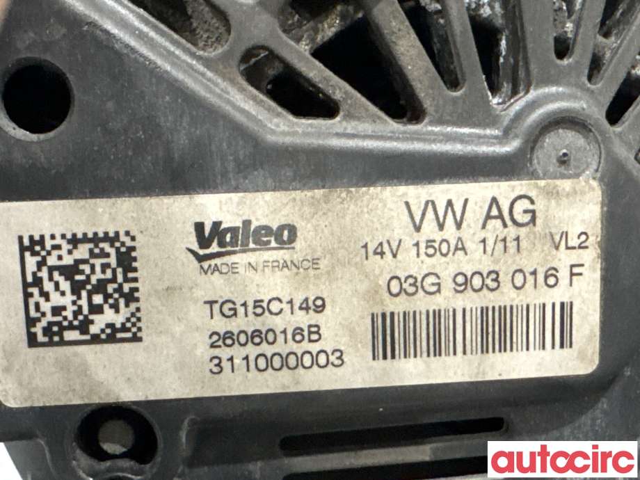 Dynamo til Audi Q5 2008-2012 (Type I, Fase 1) (AUDI|03G903016FX|TG15C149|03G903016F)