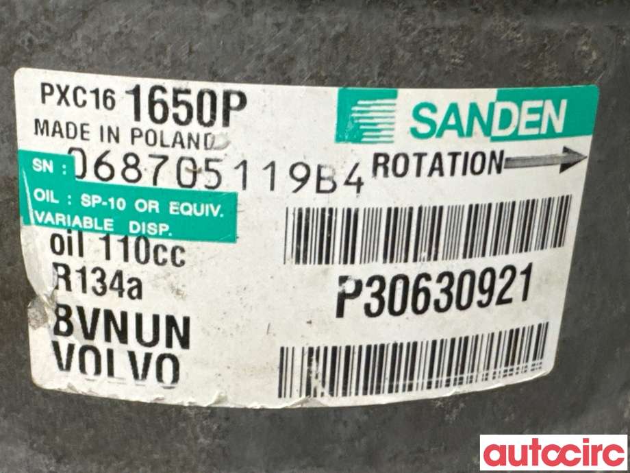 Aircondition kompressor til Volvo XC60 2008-2013 (Type I, Fase 1) (VOLVO|36011358|PXC161650|30630921)