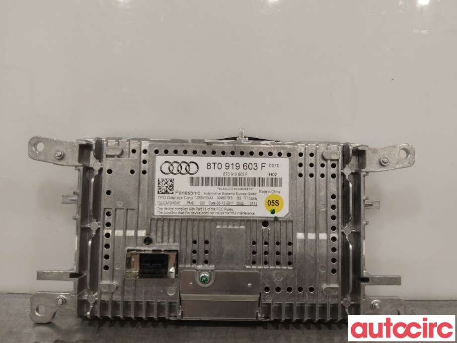 Multimedia display (MCU - Media Controller Unit) til Audi A4 2007-2014 (Type IV) (B8) (B8) (AUDI|8T0919604A|8T0919603F)