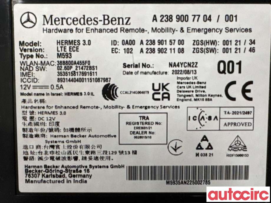 Styreenhet diverse til Mercedes EQC 2019-->>  (MERCEDES|A2579006600||A2389007704)