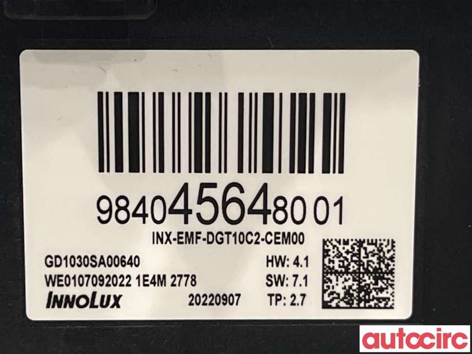 Multimedia display (MCU - Media Controller Unit) til Citroën C4, Spacetourer 2019-->>  (CITROEN|9840456480)
