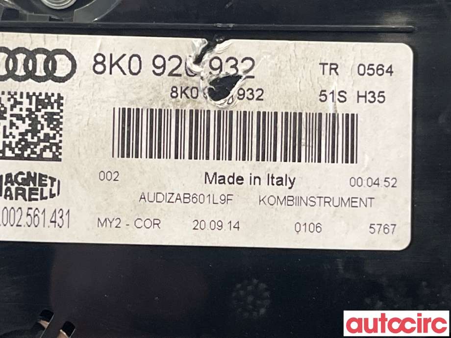 Instrumentpanel til Audi A4 2007-2014 (Type IV) (B8) (B8) (AUDI|8K0920932)