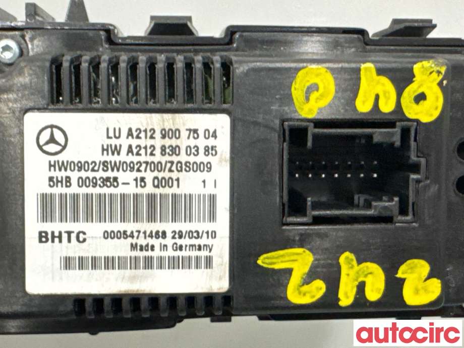 Varmeapparat betjening til Mercedes E-Klasse 2009-2013 (Fase 1) (W212) (W212) (MERCEDES|A2129009209|5HB009355-15|A2129006827)
