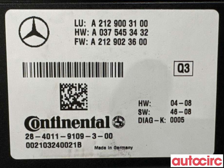 Styreenhet diverse til Mercedes E-Klasse 2009-2013 (Fase 1) (W212) (W212) (MERCEDES|A2129003100|)