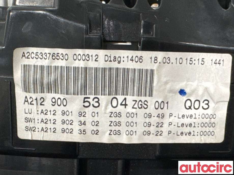Instrumentpanel til Mercedes E-Klasse 2009-2013 (Fase 1) (W212) (W212) (MERCEDES|A2129005304|A2C53376530|A2129002210)
