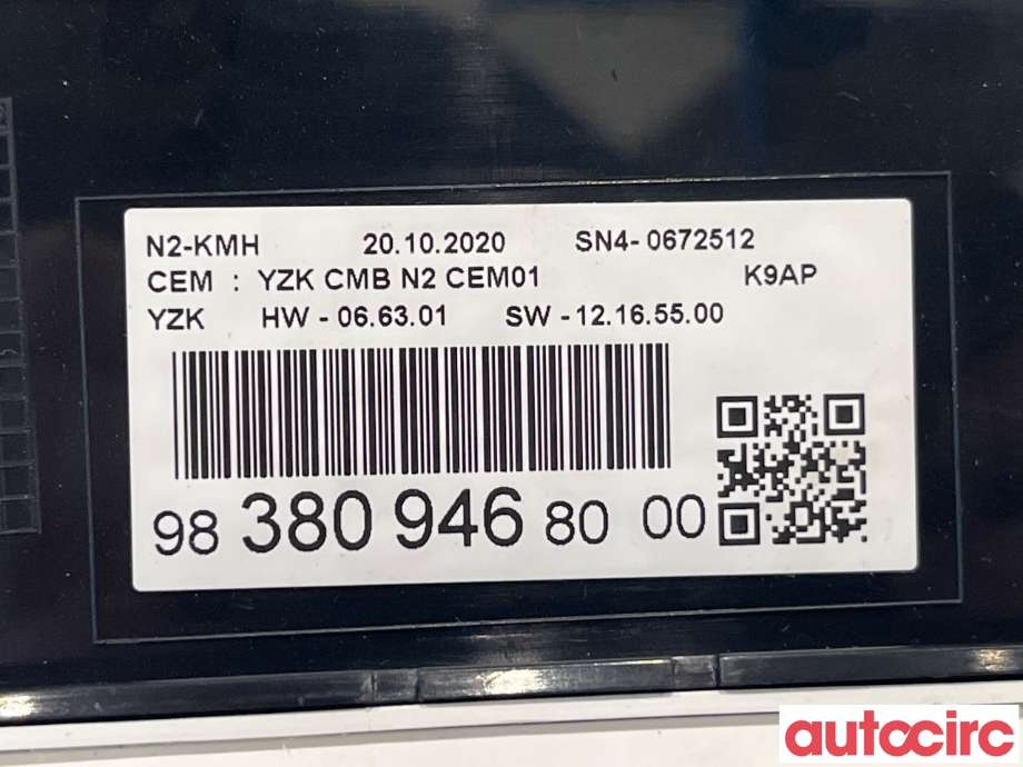 Instrumentpanel til Peugeot Partner 2019-->> (Type III)  (PEUGEOT|9838094680)