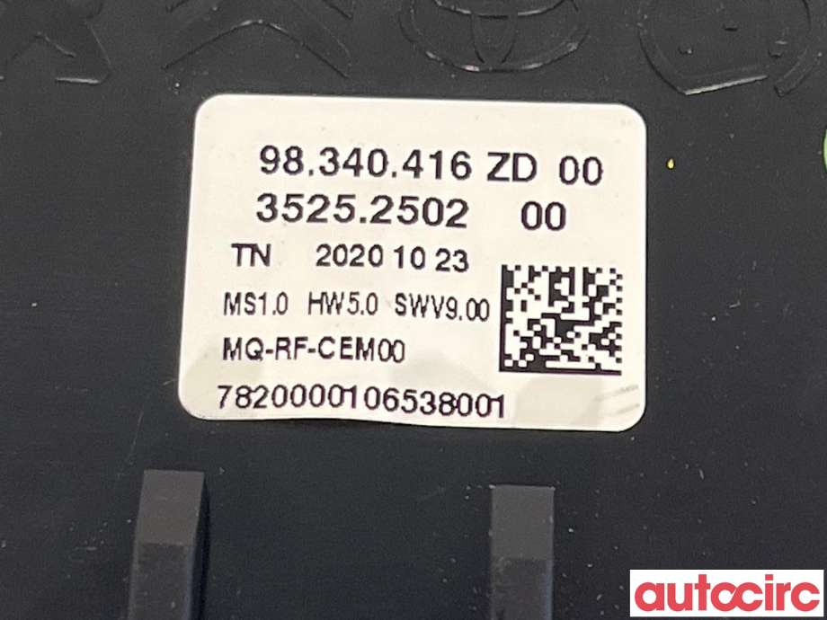 Varmeapparat betjening til Peugeot Partner 2019-->> (Type III) (PEUGEOT|98081722ZD|35252502|98340416ZD)