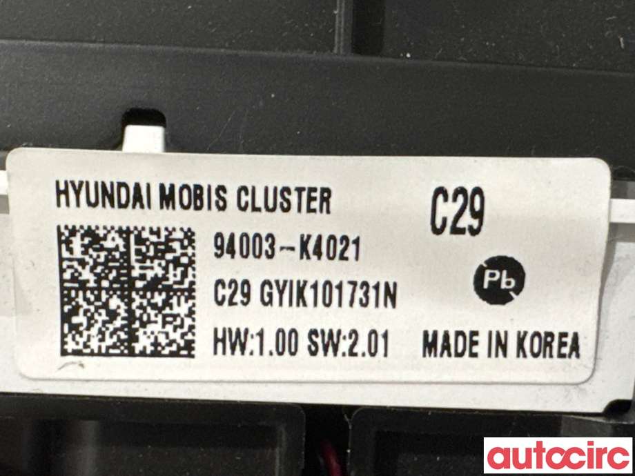 Instrumentpanel til Hyundai Kona 2017-2021 (Type I, Fase 1)  (HYUNDAI|94003K4030||94003-K4021)