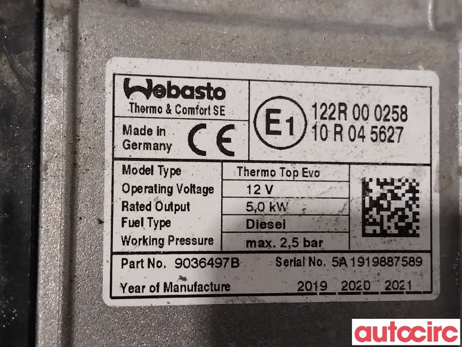 Dieselvarmer til Volvo XC90 2015-2025 (Type II)  (VOLVO|32275390|9036497B|)