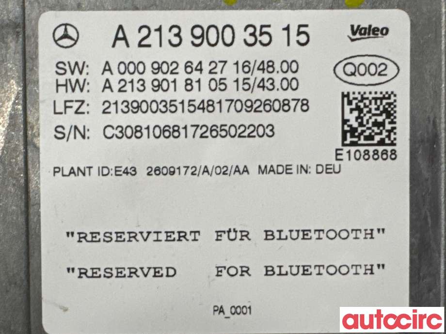 Styreenhet parkering til Mercedes E-Klasse 2016-2023 (W213) (W213) (MERCEDES|A2139003515||A2139006120)