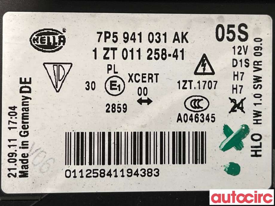 Frontlykt venstre xenon til Porsche Cayenne 2010-2017 (92A) (92A) (PORSCHE|95863117702|1ZT01125841|7P941031AK)