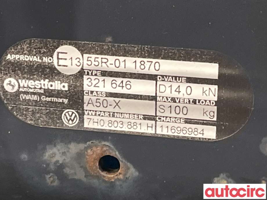 Hengerfeste til VW Transporter / Caravelle 2015-2019 (T6) (T6) (VOLKSWAGEN|7H0092101B|321646|7H0803881H)