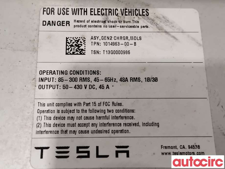 Batterilader (OBC - On Board Charger) til Tesla Model S 2013-2016 (Fase 1)  (TESLA|1014963-00-C||1014963-00-B)