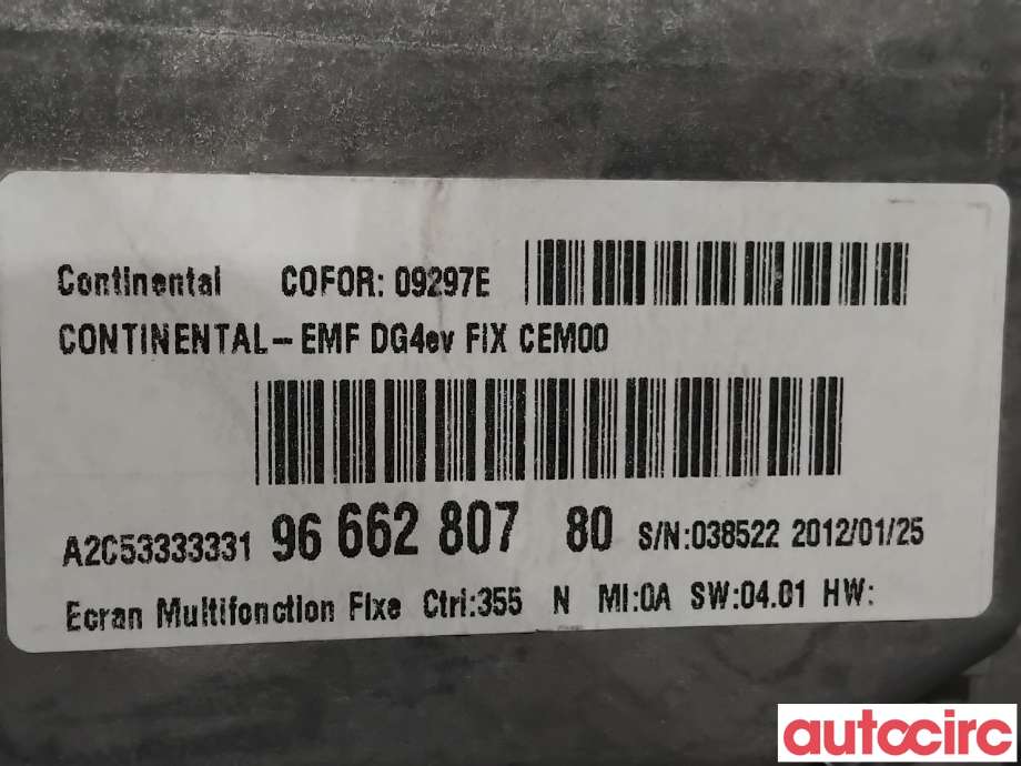 Instrument kjørecomputer til Citroën DS5 2012-2017 (CITROEN|6155JQ|A2C53333331|9804563180)