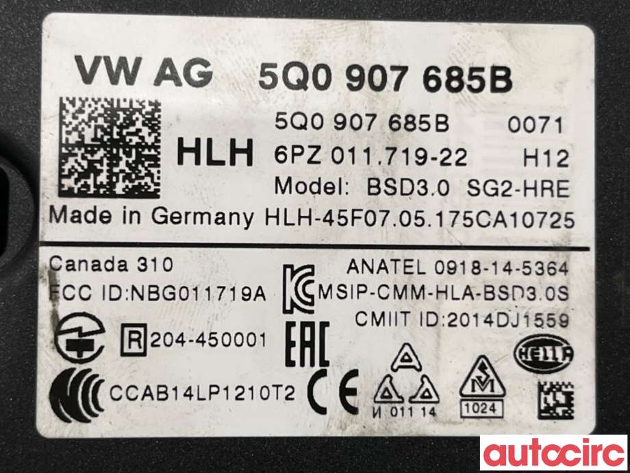 Sensor radar til Škoda Kodiaq 2017-->>  (SKODA|5Q0907685B|6PZ011719-22)