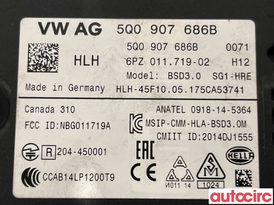 Sensor radar til Škoda Kodiaq 2017-->>  (SKODA|5Q0907686B|6PZ011719-02)