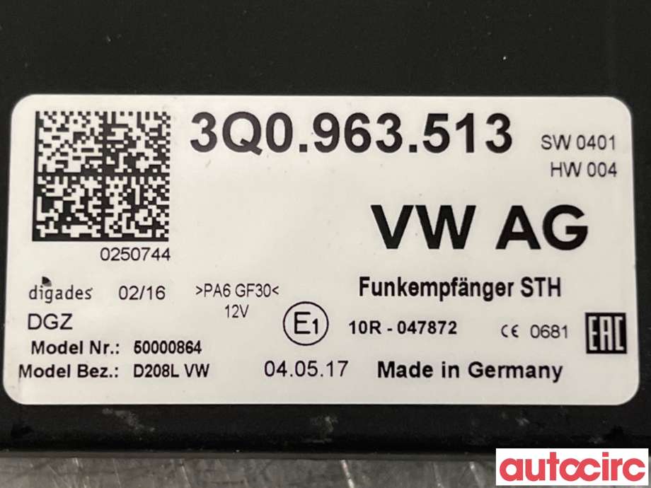 Styreenhet diverse til Škoda Kodiaq 2017-->>  (SKODA|3Q0963513|50000864|3Q0963513B)