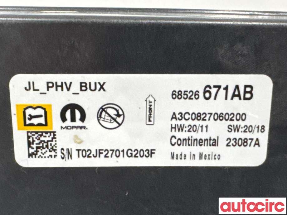 Airbag elektronikk til Jeep Wrangler 2007-->> (Type III)  (JEEP|68526671AB|A3C0827060200)